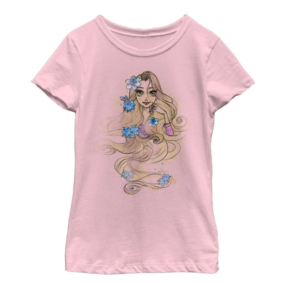 Girl's Tangled Rapunzel Sketch  Graphic Tee Light Pink Small