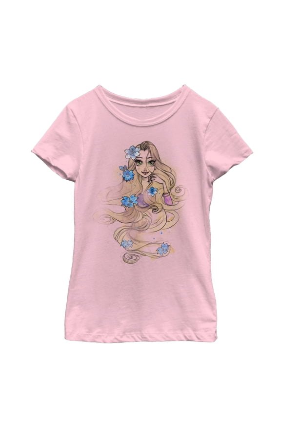 Girl's Tangled Rapunzel Sketch Graphic Tee Light Pink X Small