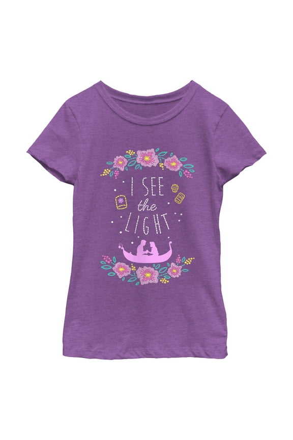 Girl's Tangled Rapunzel and Flynn I see the Light Graphic Tee Purple Berry Large