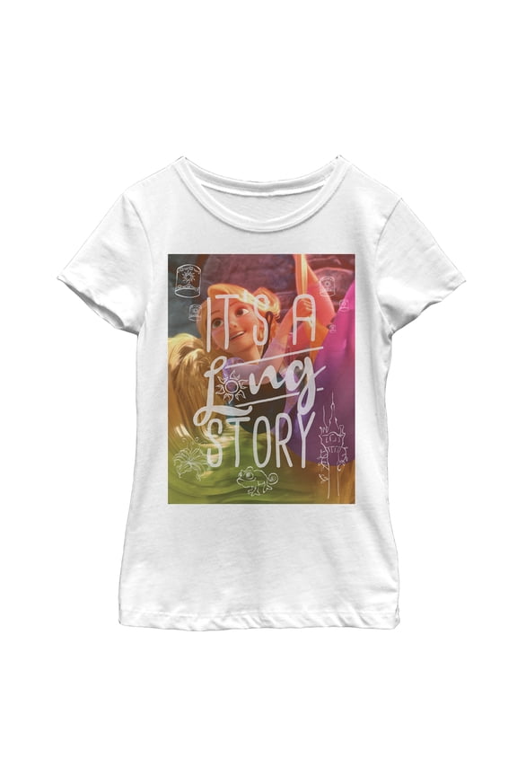 Girl's Tangled Story  Graphic Tee White Medium