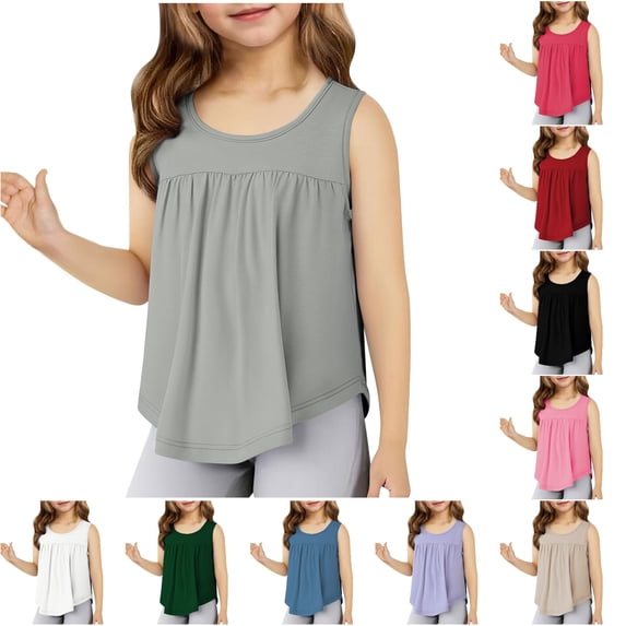 Girl's Tank Tops Sleeveless Crop Tops Girls Undershirts Casual Girls Dance Tops 11-12 Years