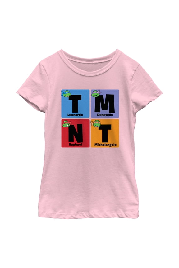 Girl's Teenage Mutant Ninja Turtles Colorful Turtle Elements  Graphic Tee Light Pink Medium