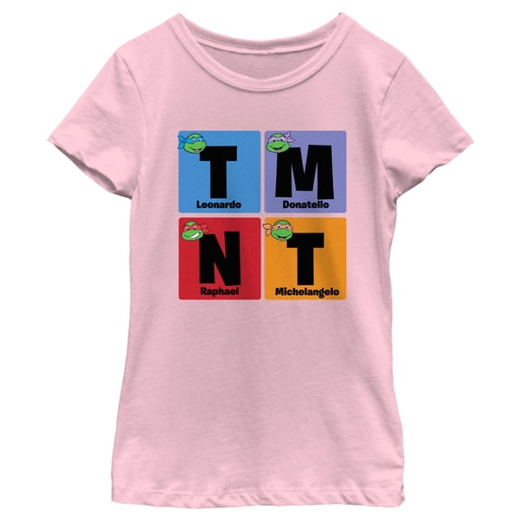 Girl's Teenage Mutant Ninja Turtles Colorful Turtle Elements Graphic Tee Light Pink X Large