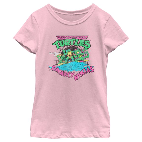 Girl's Teenage Mutant Ninja Turtles Distressed Gnarly Ninjas Graphic Tee Light Pink X Large