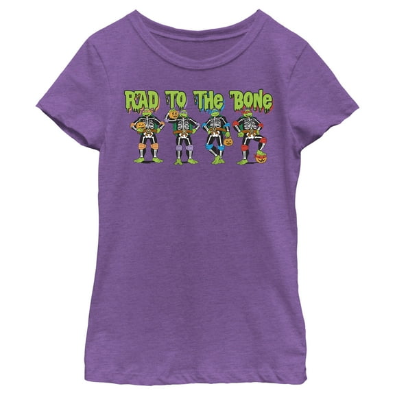 Girl's Teenage Mutant Ninja Turtles Halloween Rad to the Bone Graphic Tee Purple Berry Large