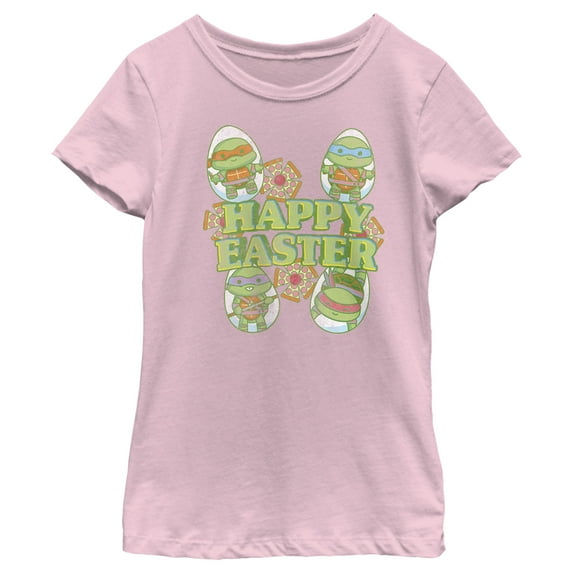Girl's Teenage Mutant Ninja Turtles Happy Easter Cute Best Friends Graphic Tee Light Pink X Small