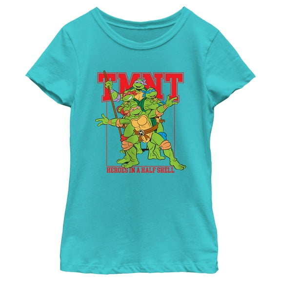 Girl's Teenage Mutant Ninja Turtles Heroes in a Half Shell  Graphic Tee Tahiti Blue Small