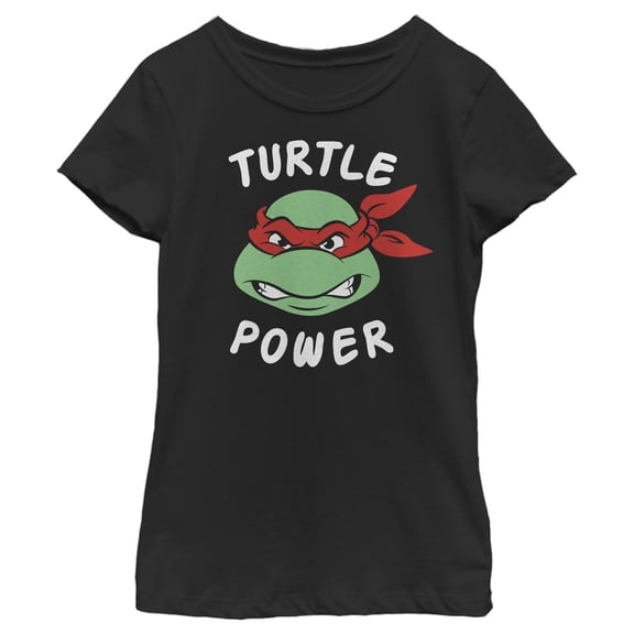 Girl's Teenage Mutant Ninja Turtles Raphael Turtle Power Graphic Tee Black Small