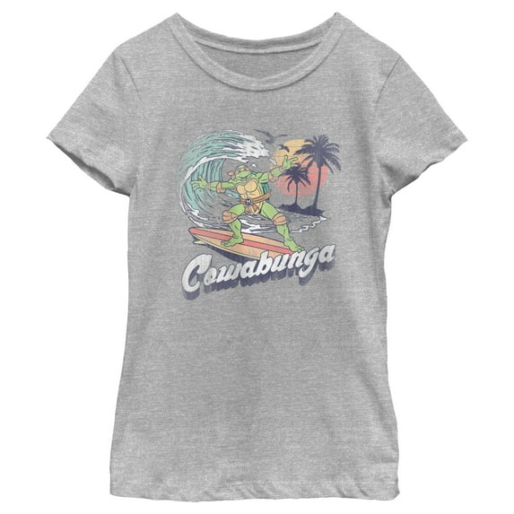 Girl's Teenage Mutant Ninja Turtles Retro Cowabunga Michelangelo Graphic Tee Athletic Heather X Large