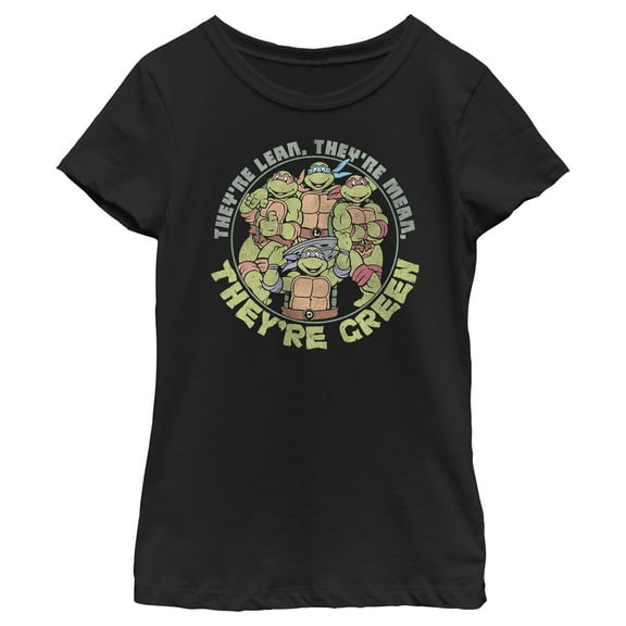 Girl's Teenage Mutant Ninja Turtles They're Lean, They're Green  Graphic Tee Black X Large