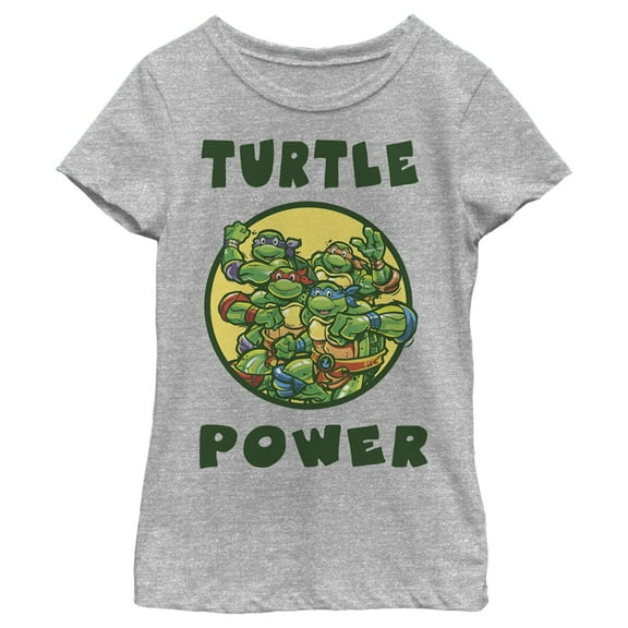 Girl's Teenage Mutant Ninja Turtles Turtle Power Circle  Graphic Tee Athletic Heather X Large