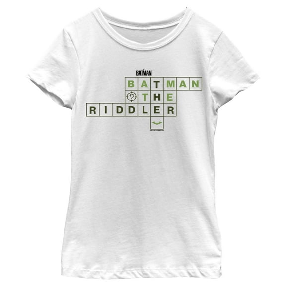 Girl's The Batman Riddler Crossword Puzzle  Graphic Tee White Medium