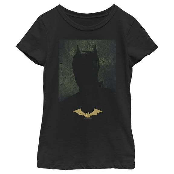 Girl's The Batman Silhouette Portrait  Graphic Tee Black X Large