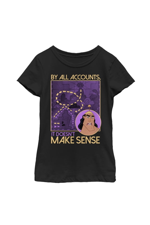 Girl's The Emperor's New Groove Kronk Make Sense Graphic Tee Black Medium