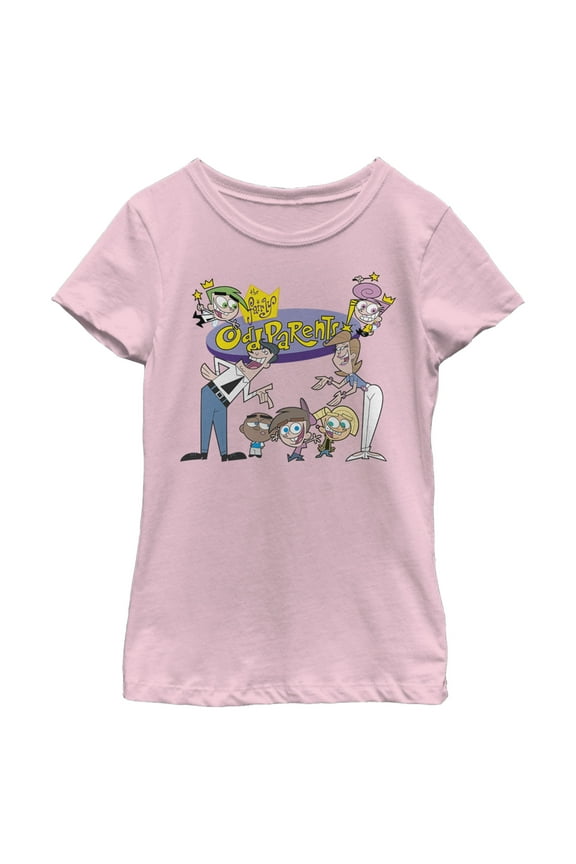 Girl's The Fairly OddParents Character Group Shot Logo Graphic Tee Light Pink X Small