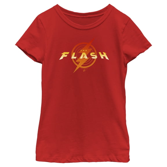 Girl's The Flash Animated Yellow Logo Graphic Tee Red Large