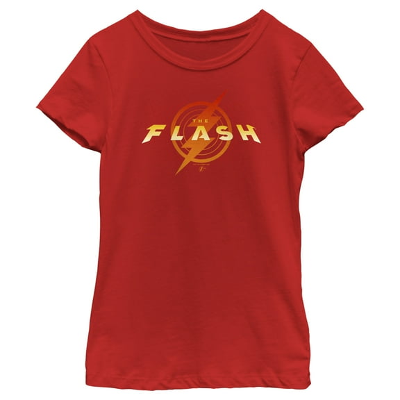 Girl's The Flash Animated Yellow Logo  Graphic Tee Red Medium