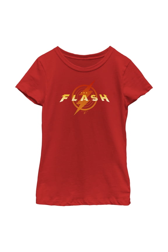 Girl's The Flash Animated Yellow Logo Graphic Tee Red X Small