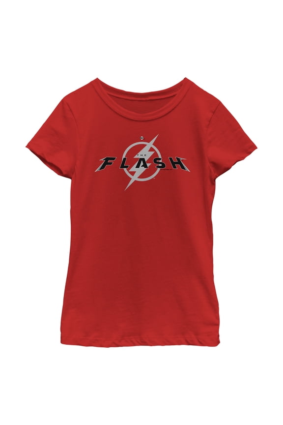 Girl's The Flash Black Official Logo Graphic Tee Red Large