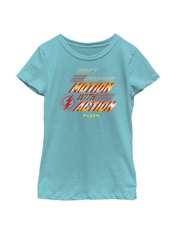 Girl's The Flash Don't Confuse Motion Graphic Tee Tahiti Blue Large