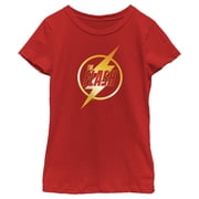 Girls The Flash Gold Lightning Emblem Graphic Tee Red Large