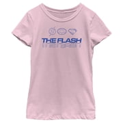 Girls The Flash Heroes Classic Blue Emblems Graphic Tee Light Pink Large