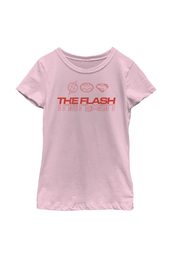 Girl's The Flash Heroes Classic Emblems Graphic Tee Light Pink Large