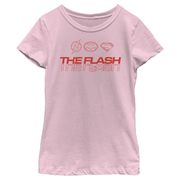 Girl's The Flash Heroes Classic Emblems Graphic Tee Light Pink Small