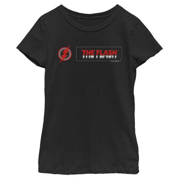 Girl's The Flash Lightning Bolt Title Movie Graphic Tee Black Medium