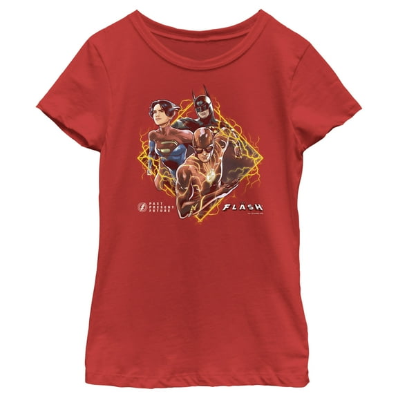 Girl's The Flash Past, Present and Future Superheroes  Graphic Tee Red X Large
