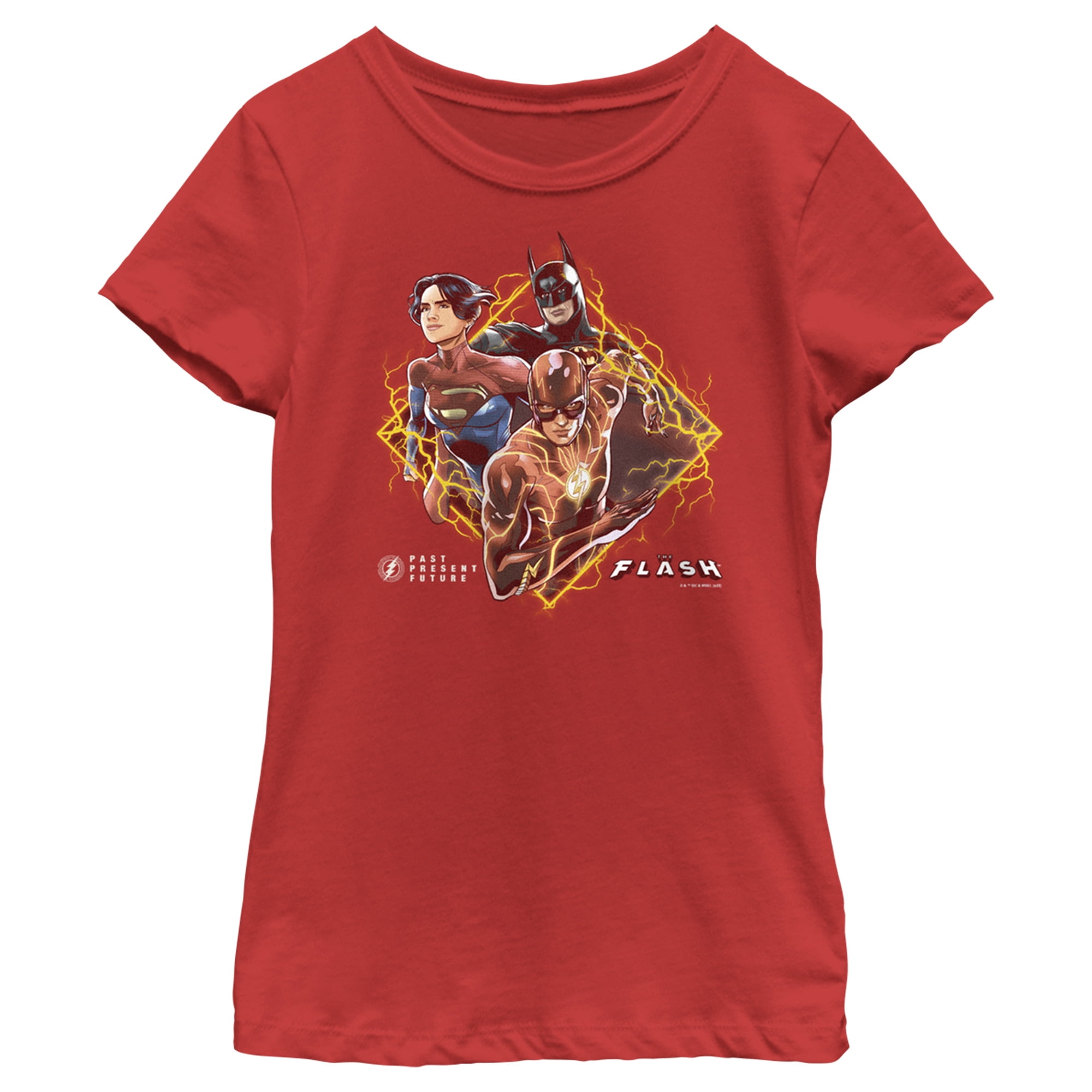 Girl's The Flash Past, Present and Future Superheroes Graphic Tee Red X ...