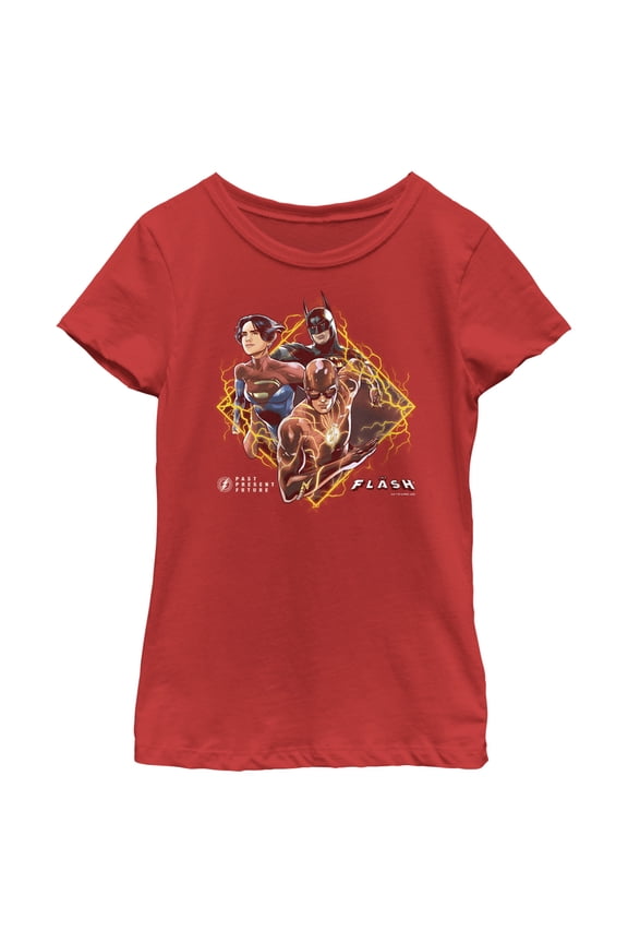 Girl's The Flash Past, Present and Future Superheroes Graphic Tee Red X Small