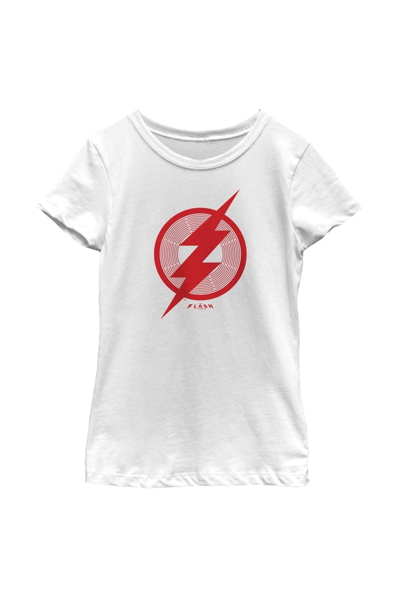 Girl's The Flash Red Lightning Bolt Symbol Graphic Tee White Medium