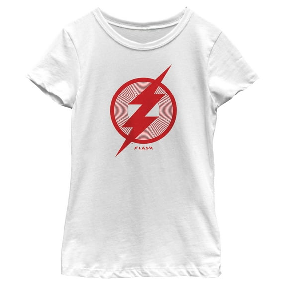 Girl's The Flash Red Lightning Bolt Symbol Graphic Tee White X Large