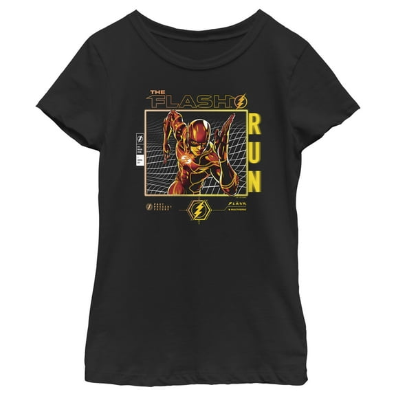 Girl's The Flash Speedster Run Graphic Tee Black Medium