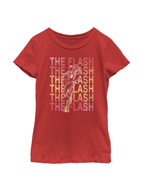 Girl's The Flash Speedster Stacked Logo Graphic Tee Red Small