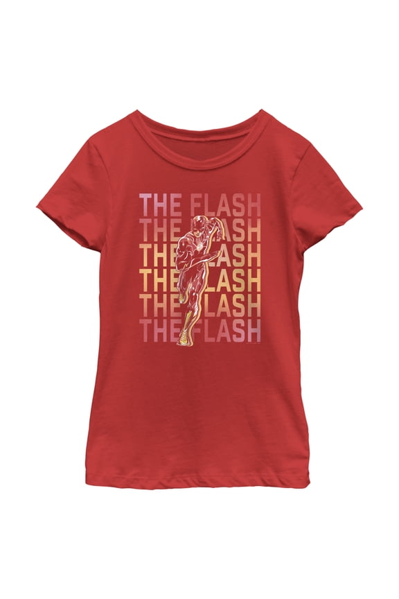 Girl's The Flash Speedster Stacked Logo  Graphic Tee Red X Large