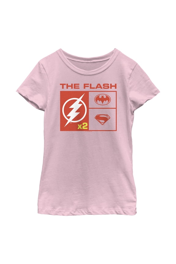 Girl's The Flash Team Icons  Graphic Tee Light Pink Medium