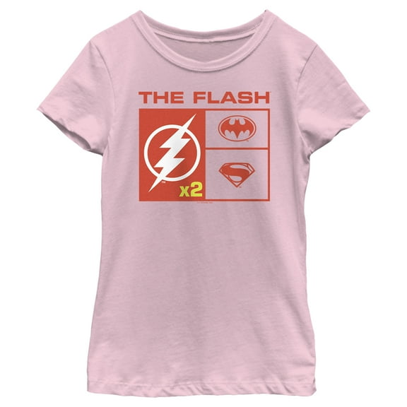 Girl's The Flash Team Icons  Graphic Tee Light Pink Small