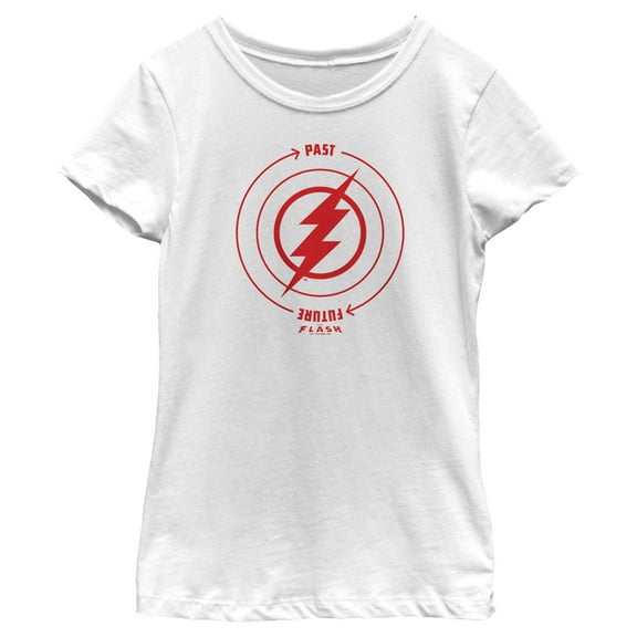 Girl's The Flash Time Travel Lightning Bolt  Graphic Tee White Medium