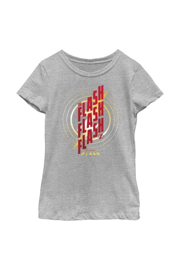 Girl's The Flash Triple Red Logo Graphic Tee Athletic Heather X Small