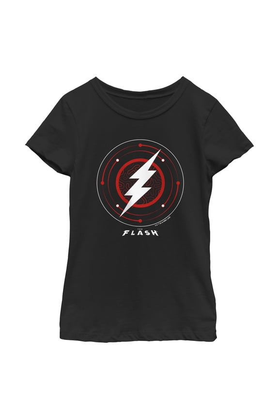 Girl's The Flash White Lightning Bolt Stamp Graphic Tee Black X Large