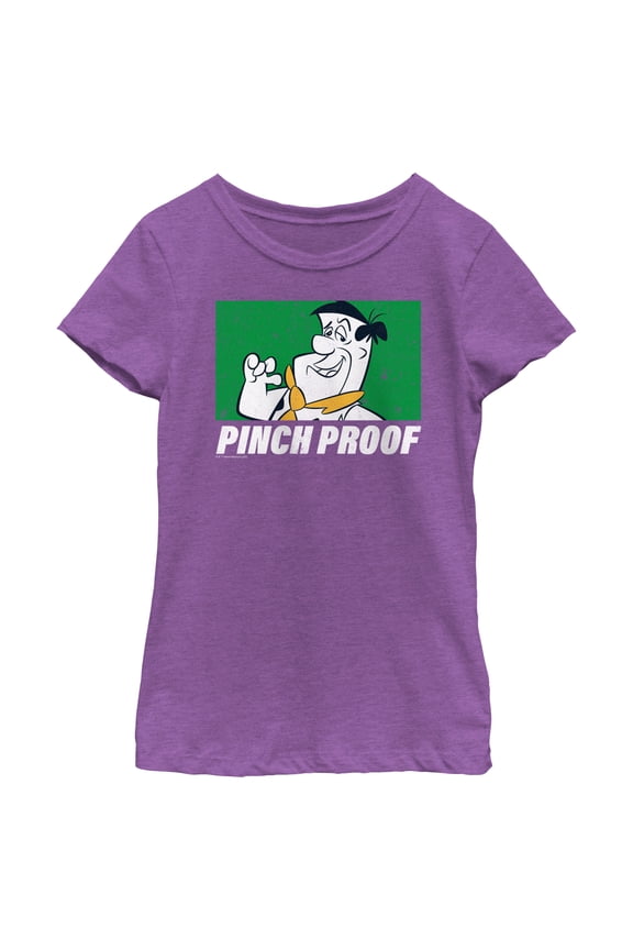 Girl's The Flintstones Fred Pinch Proof  Graphic Tee Purple Berry X Large