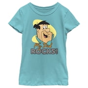 Girls The Flintstones My Dad Rocks Fred Flintstone Graphic Tee Tahiti Blue X Small