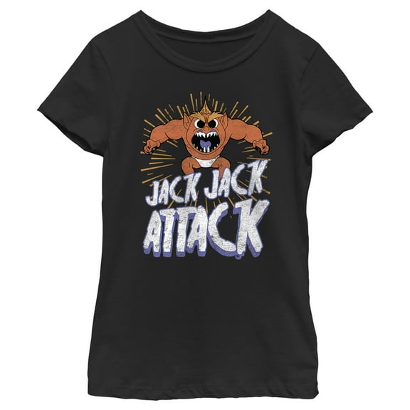 Girl's The Incredibles Jack-Jack Attack Distressed Graphic Tee Black Large