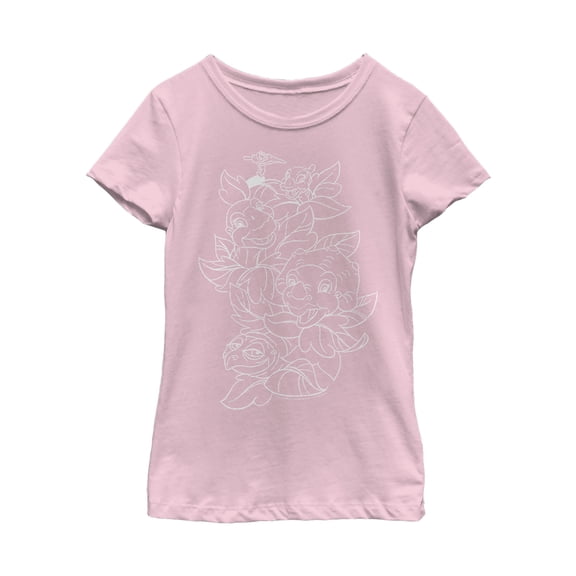 Girl's The Land Before Time Best Friend Outline  Graphic Tee Light Pink Large