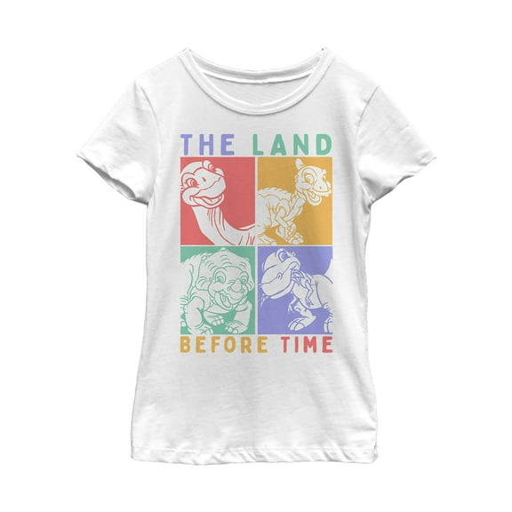 Girl's The Land Before Time Dinosaur Squares Graphic Tee White Small