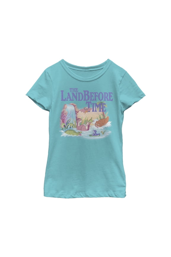 Girl's The Land Before Time Dinosaur Summer Splash Graphic Tee Tahiti Blue X Small