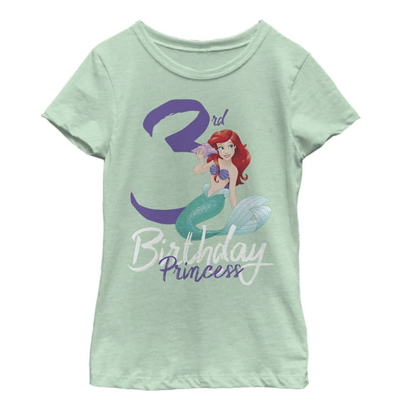 Girl's The Little Mermaid 3rd Birthday  Graphic Tee Mint X Small
