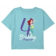 thumbnail image 1 of Girl's The Little Mermaid 4th Birthday Princess Graphic Cropped T-Shirt Blue X Small, 1 of 3